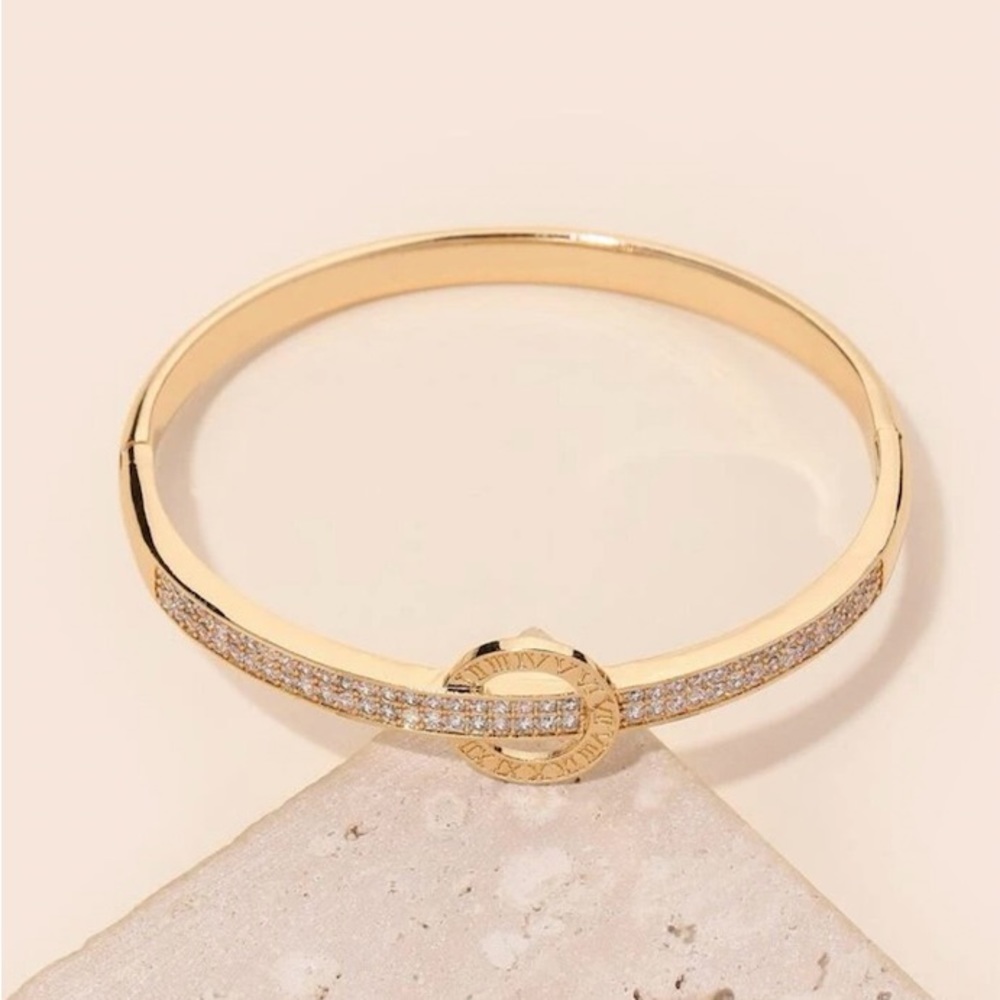New Luxurious Gold CZ Bangle Bracelet